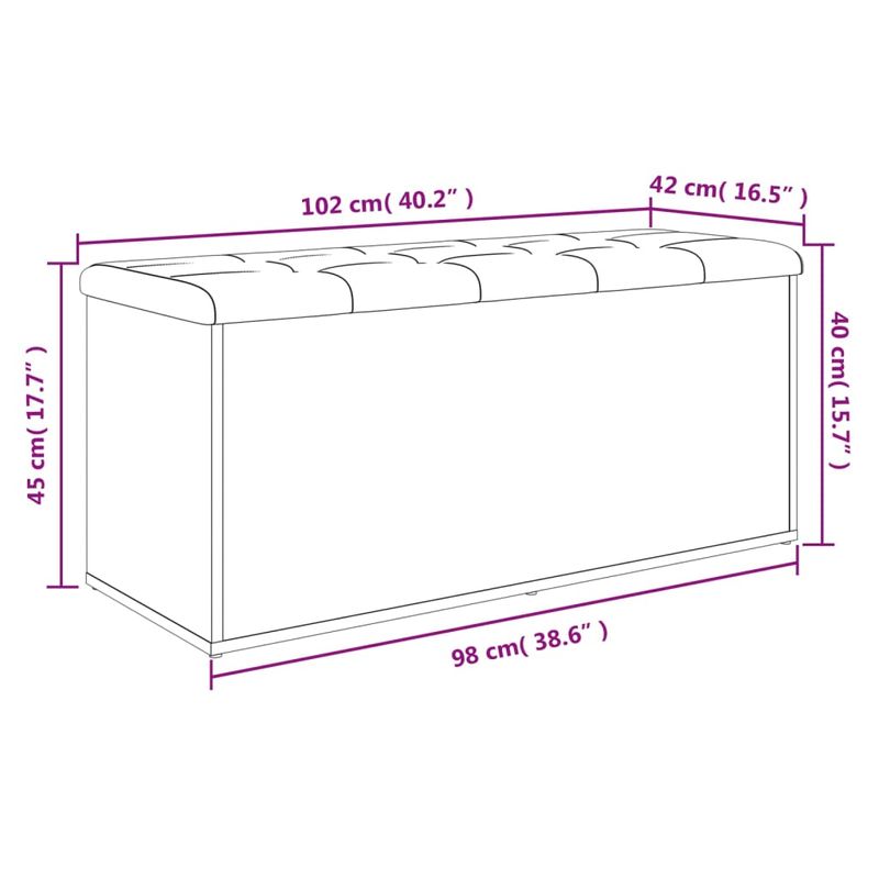 Casa si Gradina - Mobilier - Canapele si coltare - Banchete - Banca de depozitare, stejar fumuriu, 102x42x45cm lemn prelucrat - Infinity.ro