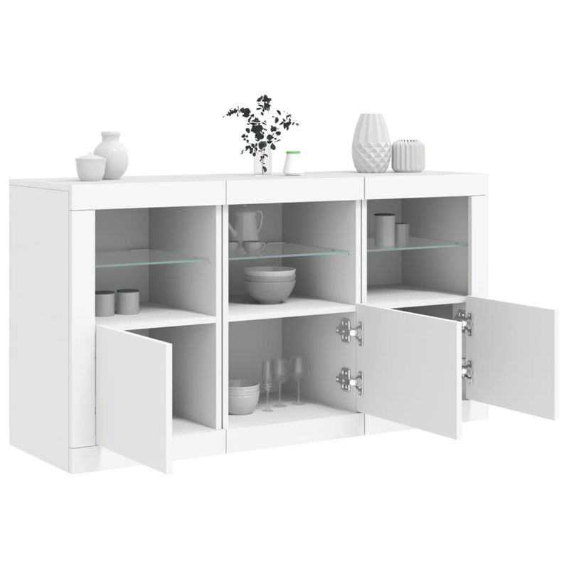 Casa si Gradina - Mobilier - Comode si corpuri - Comode - Servanta cu lumini LED, alb, 123x37x67 cm - Infinity.ro