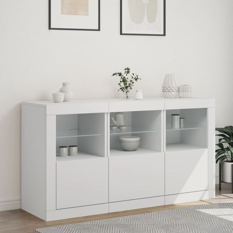 Casa si Gradina - Mobilier - Comode si corpuri - Comode - Servanta cu lumini LED, alb, 123x37x67 cm - Infinity.ro