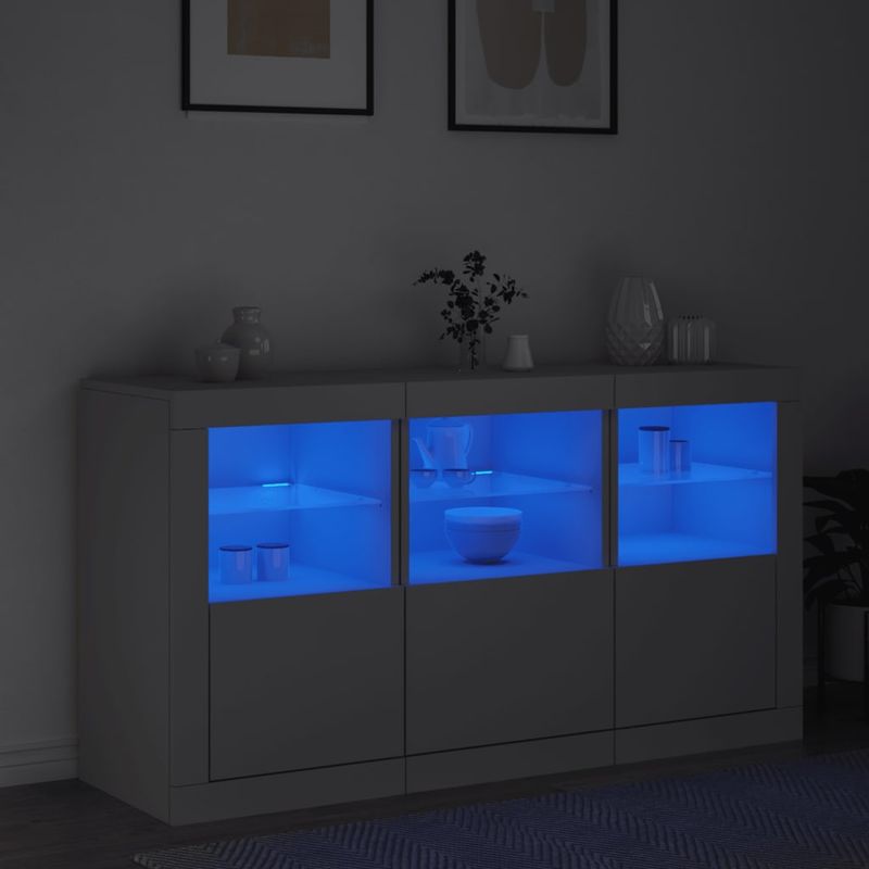 Casa si Gradina - Mobilier - Comode si corpuri - Comode - Servanta cu lumini LED, alb, 123x37x67 cm - Infinity.ro