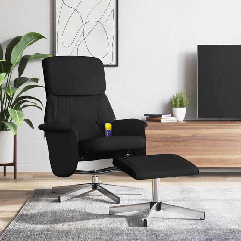 Casa si Gradina - Mobilier - Scaune si fotolii - Fotolii - Fotoliu rabatabil cu taburet, negru, material textil - Infinity.ro