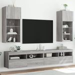 Casa si Gradina - Mobilier - Comode si corpuri - Comode - Comode TV cu lumini LED, 2 buc., gri sonoma, 40,5x30x90 cm - Infinity.ro