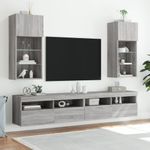 Casa si Gradina - Mobilier - Comode si corpuri - Comode - Comode TV cu lumini LED, 2 buc., gri sonoma, 40,5x30x90 cm - Infinity.ro