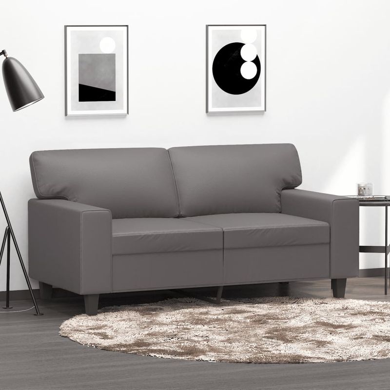 Casa si Gradina - Mobilier - Canapele si coltare - Canapele - Canapea cu 2 locuri, gri, 120 cm, piele ecologica - Infinity.ro