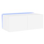 Casa si Gradina - Mobilier - Comode si corpuri - Comode - Comoda TV de perete cu lumini LED, alb, 80x35x31 cm - Infinity.ro