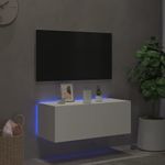 Casa si Gradina - Mobilier - Comode si corpuri - Comode - Comoda TV de perete cu lumini LED, alb, 80x35x31 cm - Infinity.ro