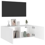 Casa si Gradina - Mobilier - Comode si corpuri - Comode - Comoda TV de perete cu lumini LED, alb, 80x35x31 cm - Infinity.ro