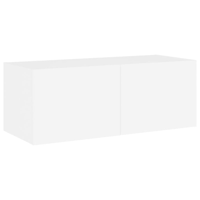 Casa si Gradina - Mobilier - Comode si corpuri - Comode - Comoda TV de perete cu lumini LED, alb, 80x35x31 cm - Infinity.ro