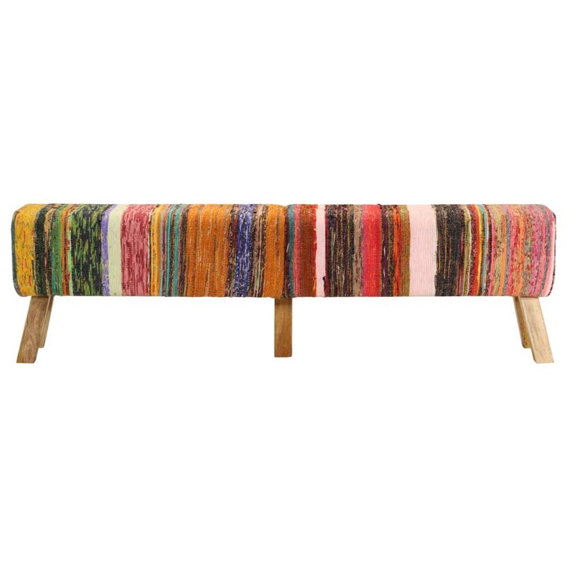 Casa si Gradina - Mobilier - Canapele si coltare - Banchete - Banca, multicolor, 160 cm, tesatura chindi si lemn masiv mango - Infinity.ro