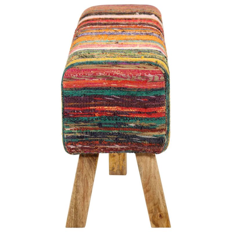 Casa si Gradina - Mobilier - Canapele si coltare - Banchete - Banca, multicolor, 160 cm, tesatura chindi si lemn masiv mango - Infinity.ro