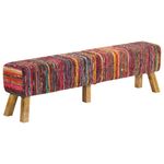 Casa si Gradina - Mobilier - Canapele si coltare - Banchete - Banca, multicolor, 160 cm, tesatura chindi si lemn masiv mango - Infinity.ro