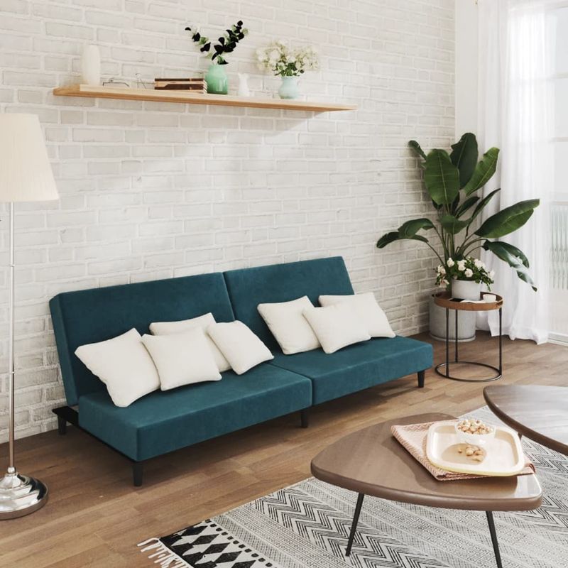 Casa si Gradina - Mobilier - Canapele si coltare - Canapele - Canapea extensibila cu 2 locuri, albastru, catifea - Infinity.ro