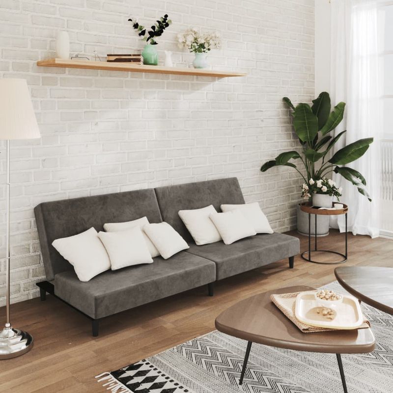 Casa si Gradina - Mobilier - Canapele si coltare - Canapele - Canapea extensibila cu 2 locuri, gri inchis, catifea - Infinity.ro