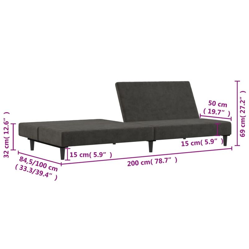 Casa si Gradina - Mobilier - Canapele si coltare - Canapele - Canapea extensibila cu 2 locuri, gri inchis, catifea - Infinity.ro
