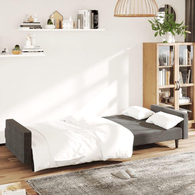 Casa si Gradina - Mobilier - Canapele si coltare - Canapele - Canapea extensibila cu 2 locuri, gri inchis, catifea - Infinity.ro