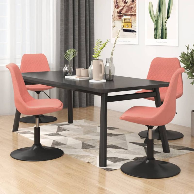 Casa si Gradina - Mobilier - Scaune si fotolii - Scaune - Scaune de bucatarie pivotante, 4 buc, roz, catifea - Infinity.ro