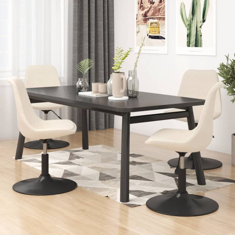 Casa si Gradina - Mobilier - Scaune si fotolii - Scaune - Scaune de bucatarie pivotante, 4 buc., crem, catifea - Infinity.ro