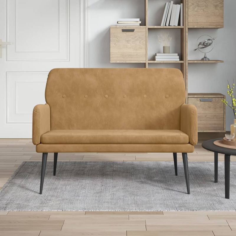Casa si Gradina - Mobilier - Canapele si coltare - Banchete - Banca, maro, 108x79x79 cm, catifea - Infinity.ro