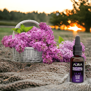 Ulei esential aromaterapie Aura, special pentru umidificatoare si difuzoare, Liliac 25 ml