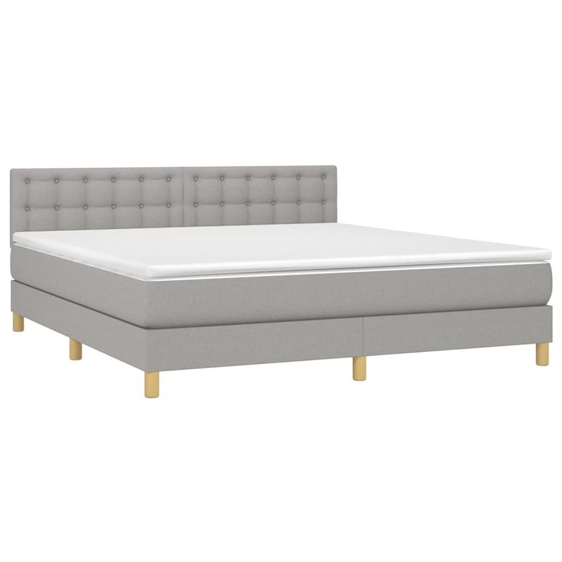 Casa si Gradina - Mobilier - Paturi si accesorii - Paturi - Pat cu arcuri, saltea si LED, gri deschis, 180x200 cm, textil - Infinity.ro