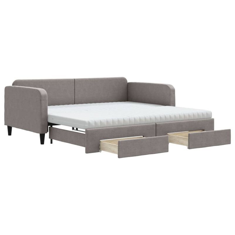 Casa si Gradina - Mobilier - Paturi si accesorii - Paturi - Pat de zi cu extensie si sertare, gri taupe, 100x200 cm, textil - Infinity.ro