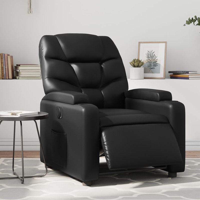 Casa si Gradina - Mobilier - Scaune si fotolii - Fotolii - Fotoliu rabatabil electric, negru, piele ecologica - Infinity.ro