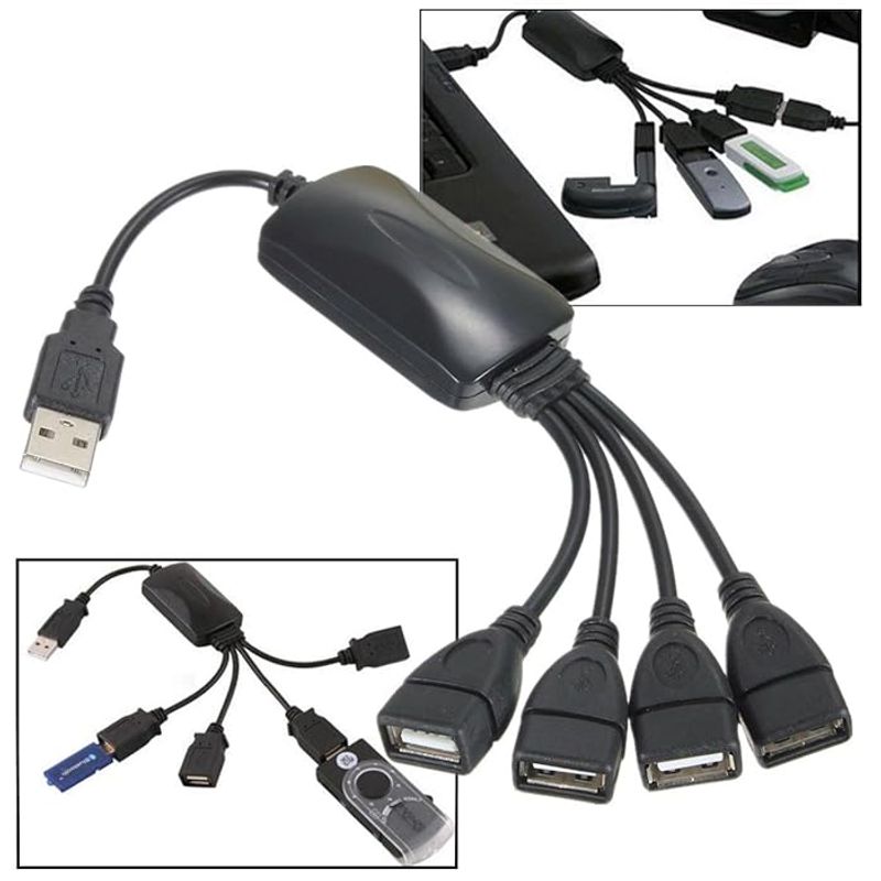 Auto si Moto - Electrice auto - Alte accesorii electrice auto - Hub USB 2.0 cu 4 port-uri,Calitate Premium,Negru - Negru - Infinity.ro