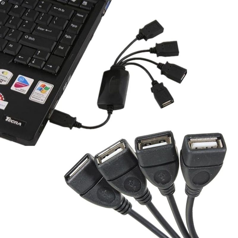 Auto si Moto - Electrice auto - Alte accesorii electrice auto - Hub USB 2.0 cu 4 port-uri,Calitate Premium,Negru - Negru - Infinity.ro