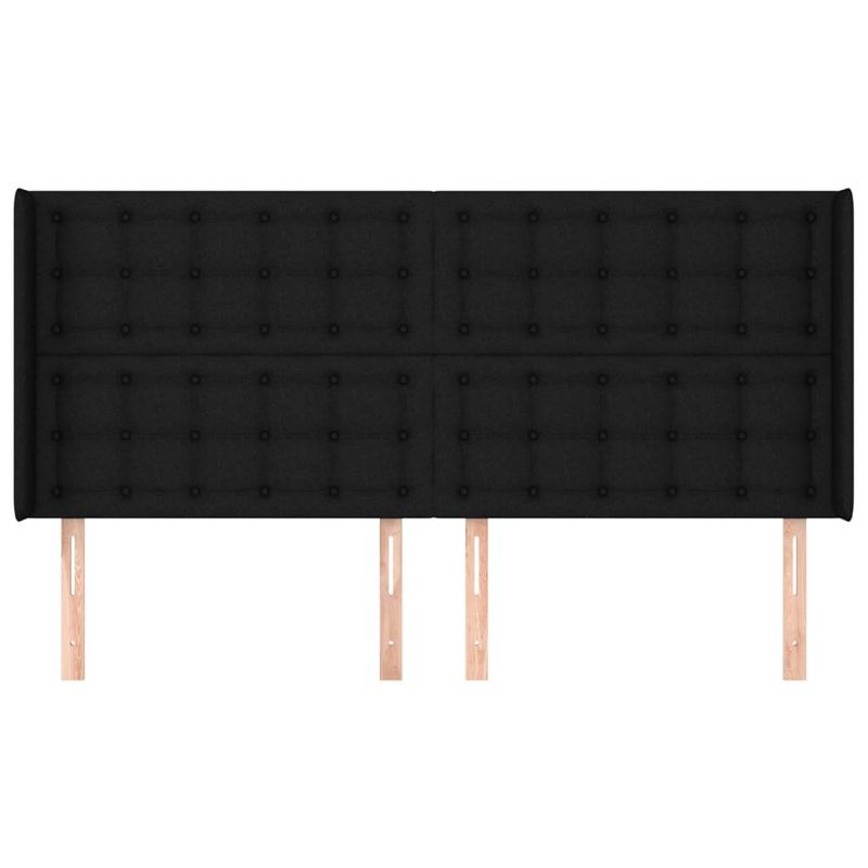 Casa si Gradina - Mobilier - Paturi si accesorii - Accesorii paturi - Tablie de pat cu aripioare, negru, 163x16x118/128 cm, textil - Infinity.ro