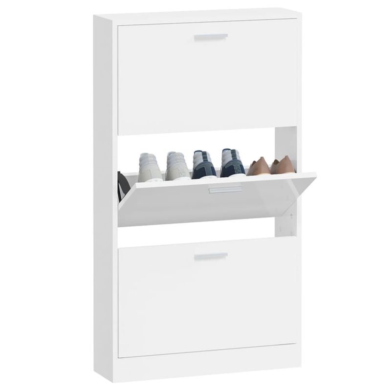 Casa si Gradina - Mobilier - Organizare si depozitare - Organizator incaltaminte - Pantofar, alb extralucios, 59x17x108 cm, lemn compozit - Infinity.ro