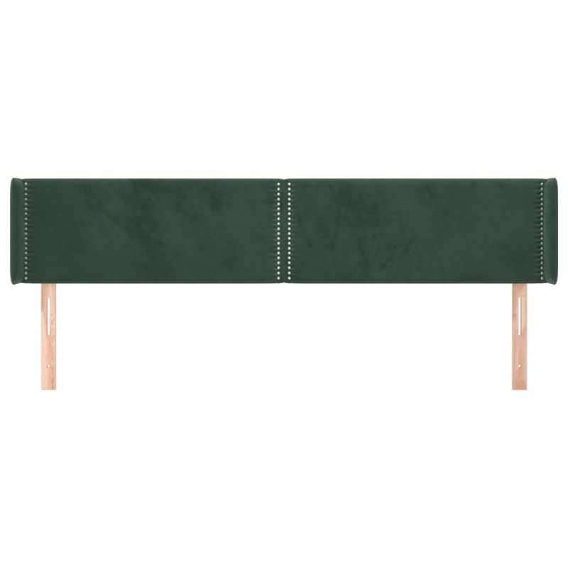 Casa si Gradina - Mobilier - Paturi si accesorii - Accesorii paturi - Tablie de pat cu aripioare verde inchis 183x16x78/88 cm catifea - Infinity.ro