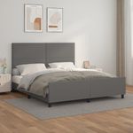 Casa si Gradina - Mobilier - Paturi si accesorii - Paturi - Cadru de pat cu tablie, gri, 160x200 cm, piele ecologica - Infinity.ro