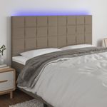 Casa si Gradina - Mobilier - Paturi si accesorii - Accesorii paturi - Tablie de pat cu LED, gri taupe, 200x5x118/128 cm, textil - Infinity.ro