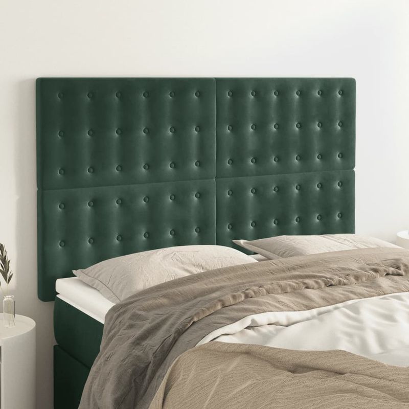 Casa si Gradina - Mobilier - Paturi si accesorii - Accesorii paturi - Tablii de pat, 4 buc, verde inchis, 72x5x78/88 cm, catifea - Infinity.ro