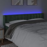 Casa si Gradina - Mobilier - Paturi si accesorii - Accesorii paturi - Tablie de pat cu LED, verde inchis, 163x16x78/88 cm, catifea - Infinity.ro