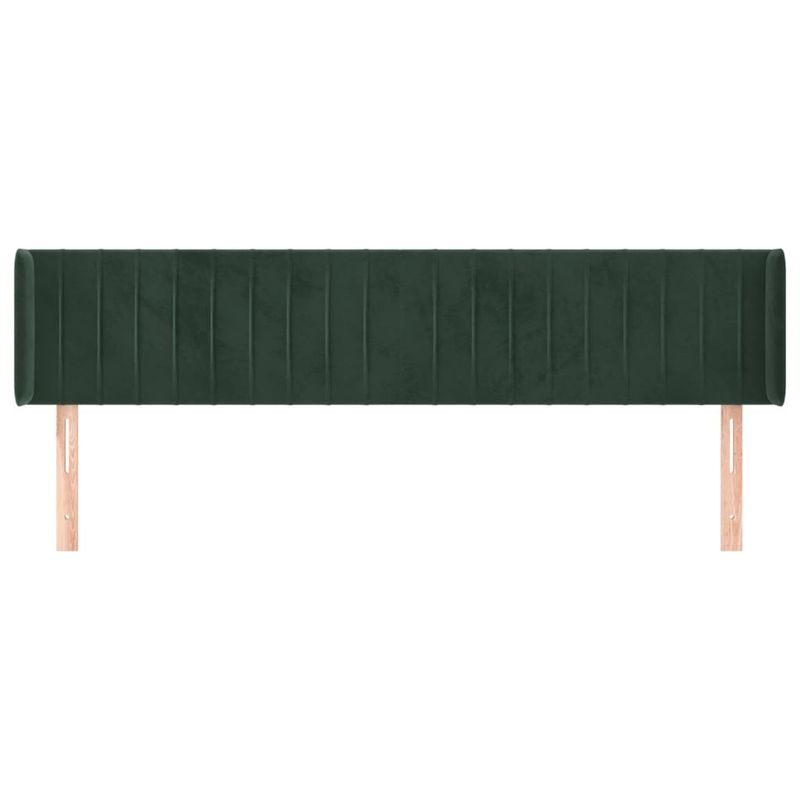 Casa si Gradina - Mobilier - Paturi si accesorii - Accesorii paturi - Tablie de pat cu aripioare verde inchis 163x16x78/88 cm catifea - Infinity.ro