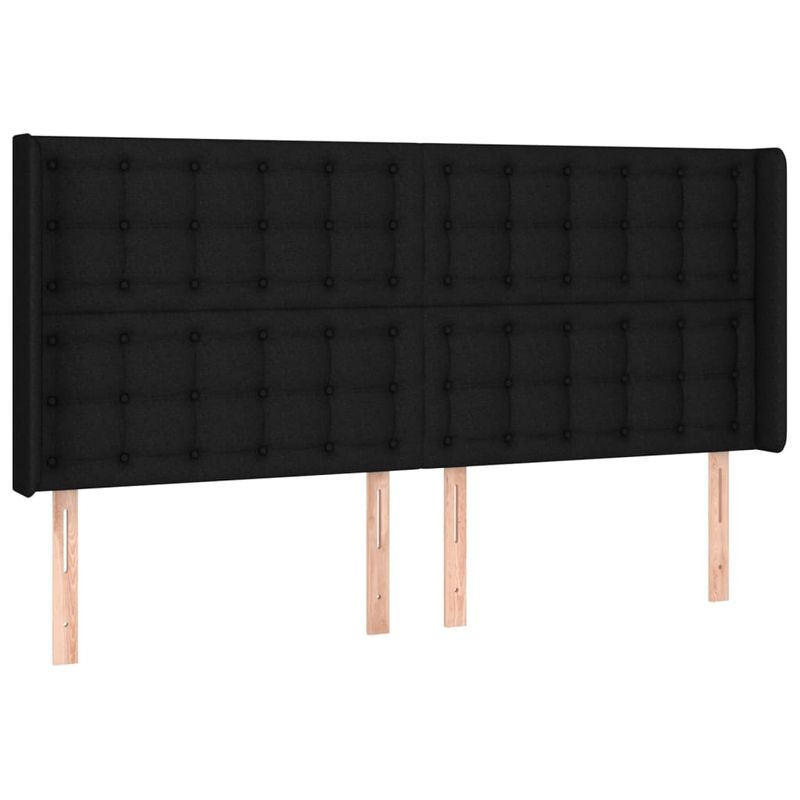 Casa si Gradina - Mobilier - Paturi si accesorii - Accesorii paturi - Tablie de pat cu LED, negru, 163x16x118/128 cm, textil - Infinity.ro