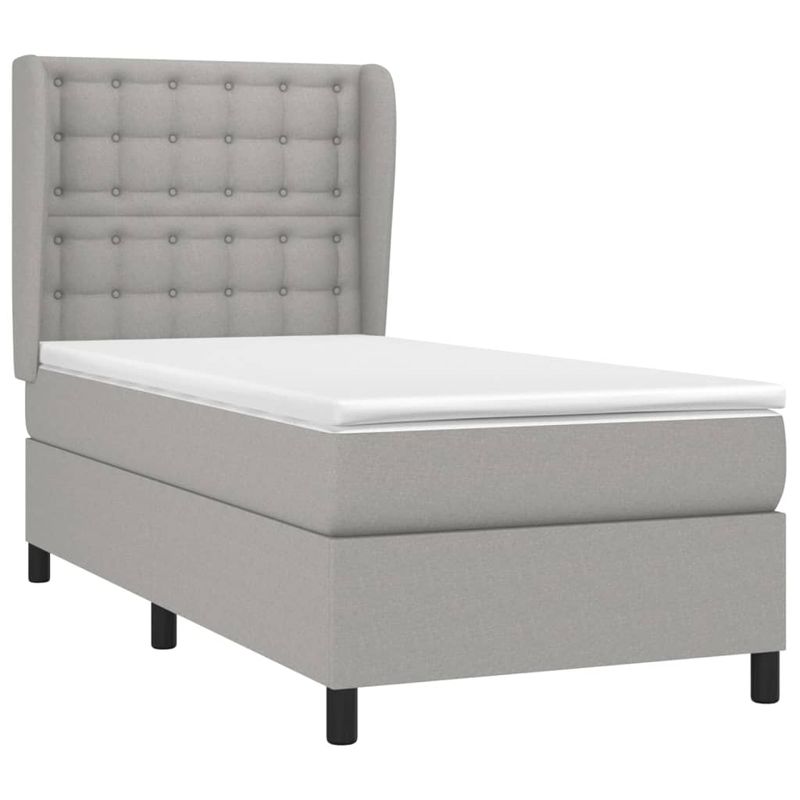 Casa si Gradina - Mobilier - Paturi si accesorii - Paturi - Pat box spring cu saltea, gri deschis, 90x190 cm, textil - Infinity.ro