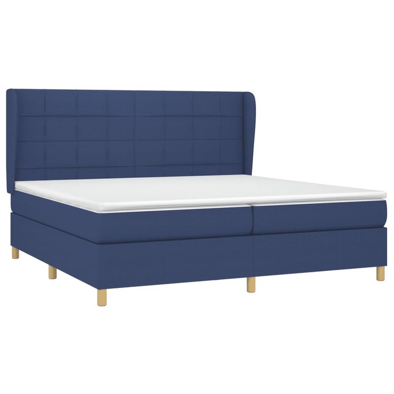 Casa si Gradina - Mobilier - Paturi si accesorii - Paturi - Pat box spring cu saltea, albastru, 200x200 cm, textil - Infinity.ro