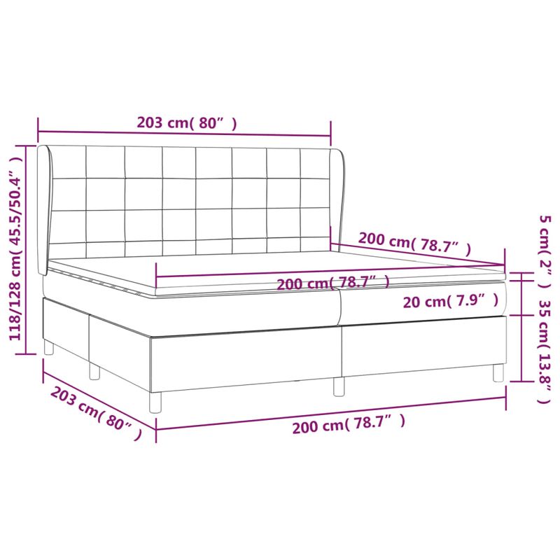 Casa si Gradina - Mobilier - Paturi si accesorii - Paturi - Pat box spring cu saltea, albastru, 200x200 cm, textil - Infinity.ro