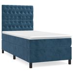 Casa si Gradina - Mobilier - Paturi si accesorii - Paturi - Pat box spring cu saltea, albastru inchis, 90x190 cm, catifea - Infinity.ro