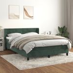 Casa si Gradina - Mobilier - Paturi si accesorii - Paturi - Pat box spring cu saltea, verde inchis, 140x190 cm, catifea - Infinity.ro