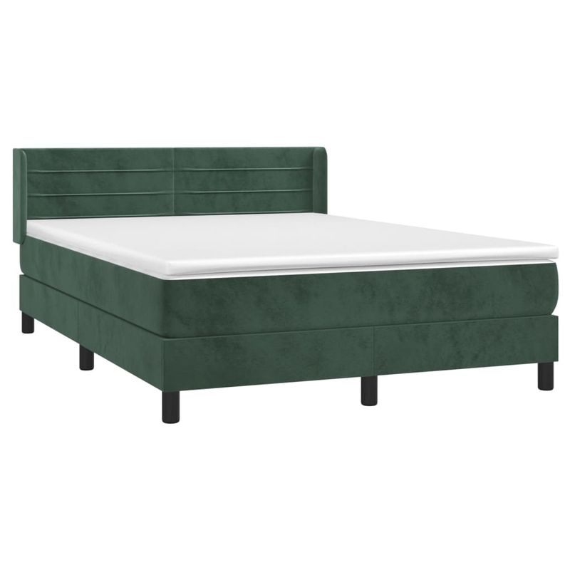 Casa si Gradina - Mobilier - Paturi si accesorii - Paturi - Pat box spring cu saltea, verde inchis, 140x190 cm, catifea - Infinity.ro