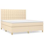 Casa si Gradina - Mobilier - Paturi si accesorii - Paturi - Pat box spring cu saltea, crem, 160x200 cm, material textil - Infinity.ro