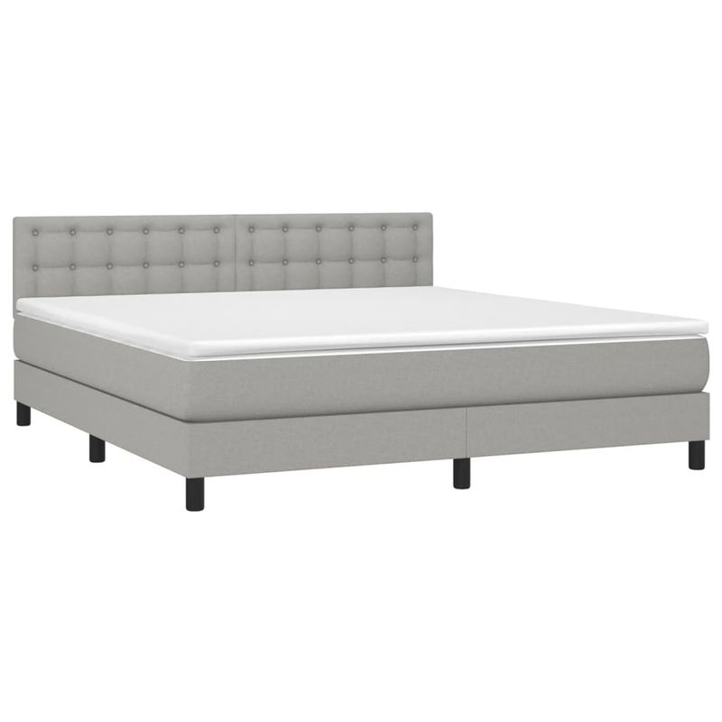 Casa si Gradina - Mobilier - Paturi si accesorii - Paturi - Pat continental, gri deschis, 180x200 cm, material textil - Infinity.ro