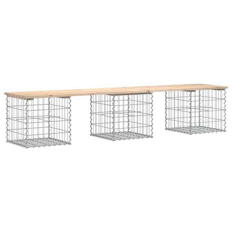 Casa si Gradina - Gradina si terasa - Mobilier exterior - Bancute de gradina - Banca de gradina, design gabion, 203x44x42cm, lemn masiv de pin - Infinity.ro