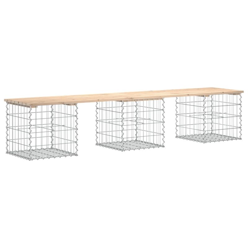 Casa si Gradina - Gradina si terasa - Mobilier exterior - Bancute de gradina - Banca de gradina, design gabion, 203x44x42cm, lemn masiv de pin - Infinity.ro