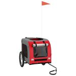 Petshop - Accesorii petshop - Culcusuri si custi - Genti si articole transport - Remorca bicicleta animale companie, rosu/gri textil oxford/fier - Infinity.ro