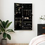 Casa si Gradina - Mobilier - Dulapuri si sifoniere - Dulapuri - Dulap de bijuterii cu oglinda de perete, negru, 37,5x10x106 cm - Infinity.ro