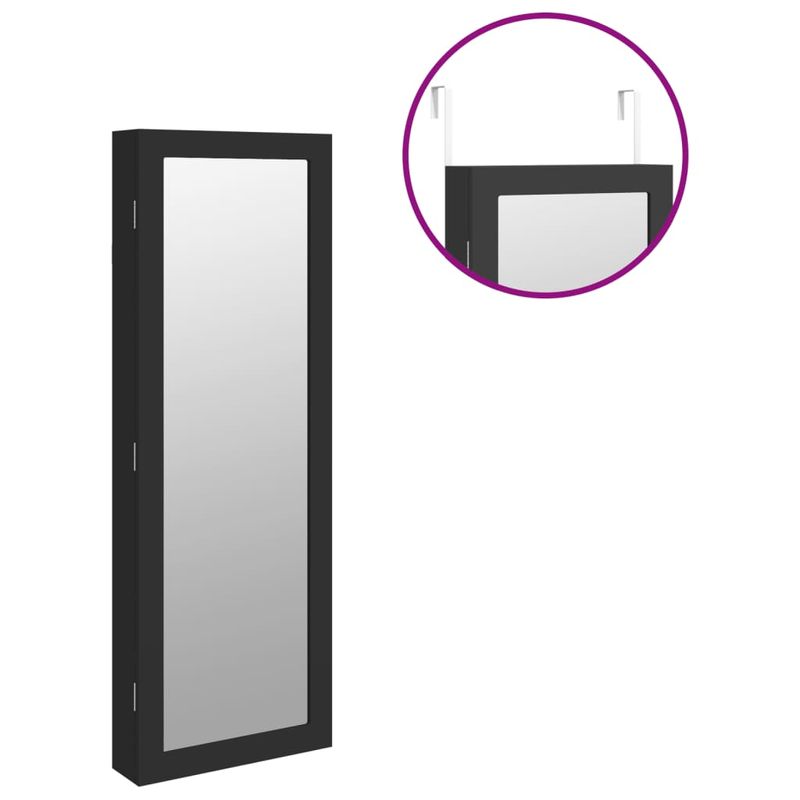 Casa si Gradina - Mobilier - Dulapuri si sifoniere - Dulapuri - Dulap de bijuterii cu oglinda de perete, negru, 37,5x10x106 cm - Infinity.ro